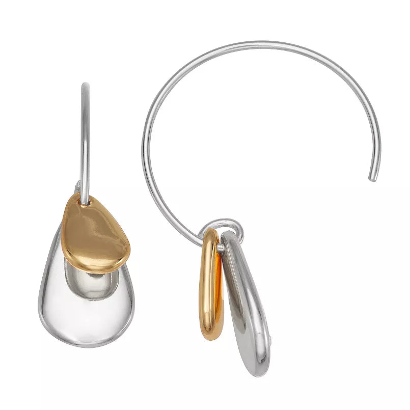 Nine West Two-Tone Pear Drop Threader Earrings