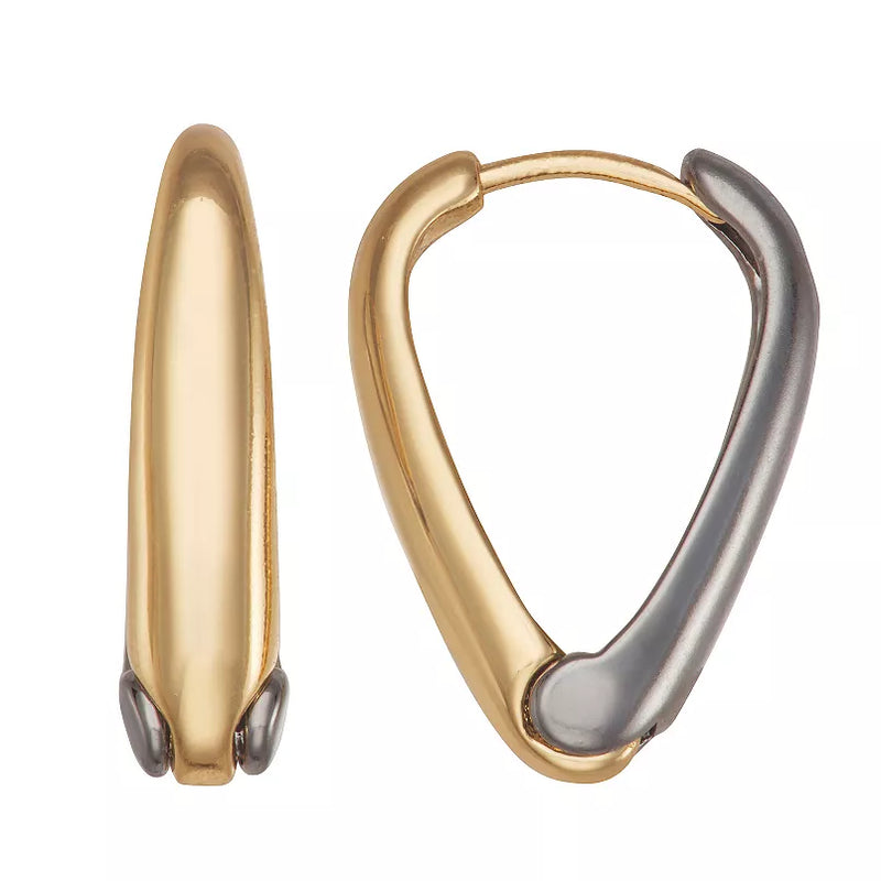 Nine West Two-Tone Click-It Hoop Earrings