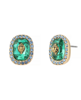 Kurt Geiger Green Crystal Eagle Square Stud Earrings