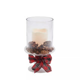 Studio 66 Cinnamon Pines Hurricane LED Candle Table Decor