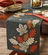 Design Imports Autumn Leaves Embroidered Table Runner - 14" X 70"