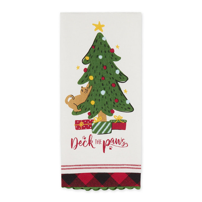 Design Imports Deck The Paws Embellished Dishtowel