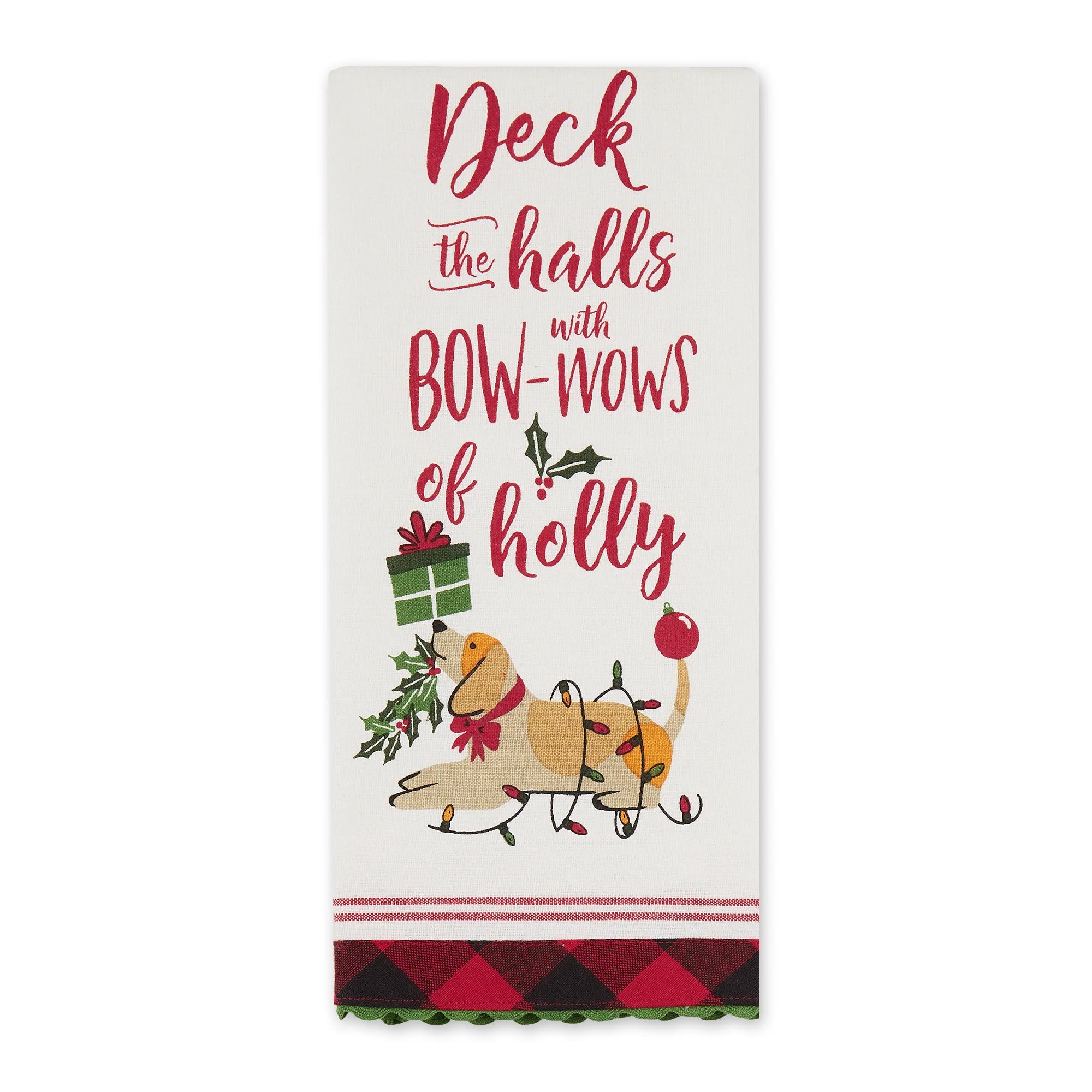 Design Imports Bowows of Holly Embellished Dishtowel