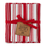 Design Imports Red Cider Classic Stripe Heavyweight Kitchen Towels
