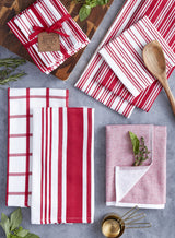 Design Imports Red Cider Classic Stripe Heavyweight Kitchen Towels