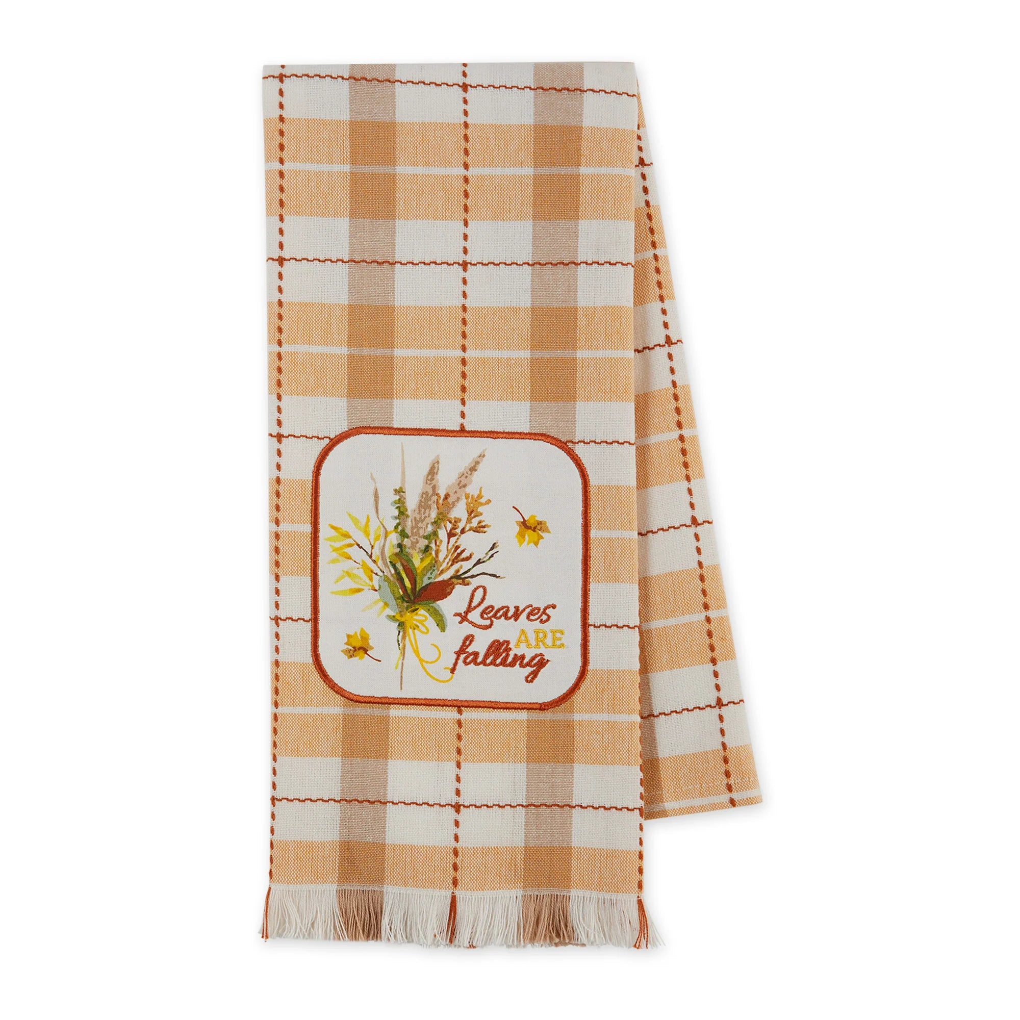 Design Imports Leaves Are Falling Embellished Dishtowel