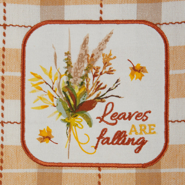 Design Imports Leaves Are Falling Embellished Dishtowel
