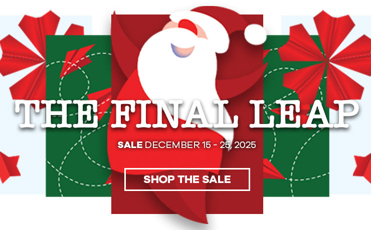 Promotional graphic with Santa Claus and red and green elements, featuring a sale announcement.