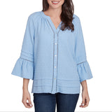 Ruby Rd. Womens Clip Dot 3/4 Sleeve Top