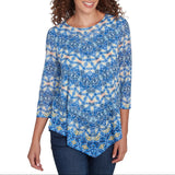 Ruby Rd. Womens Stripe Print 3/4 Sleeve Top