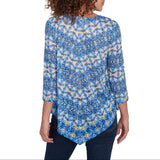 Ruby Rd. Womens Stripe Print 3/4 Sleeve Top