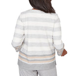 Ruby Rd. Womens Star Stripe Embellished Crew Neck Top
