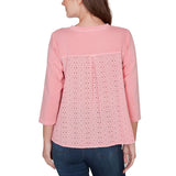Ruby Rd. Womens Embroidered Terry Scoop Neck Top