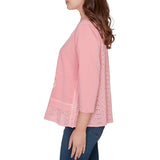 Ruby Rd. Womens Embroidered Terry Scoop Neck Top
