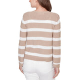 Ruby Rd. Womens Striped Tie Front Sweater Cardigan