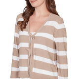 Ruby Rd. Womens Striped Tie Front Sweater Cardigan