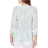 Ruby Rd. Womens Floral Silky Gauze Peasant Top