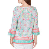 Ruby Rd. Womens Scalloped Neck Tapestry Print Knit Top