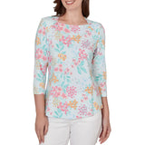 Ruby Rd. Womens Blooming Floral Envelope Neck Knit Top