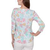 Ruby Rd. Womens Blooming Floral Envelope Neck Knit Top