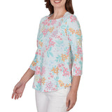 Ruby Rd. Womens Blooming Floral Envelope Neck Knit Top