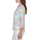 Ruby Rd. Womens Blooming Floral Envelope Neck Knit Top