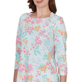 Ruby Rd. Womens Blooming Floral Envelope Neck Knit Top