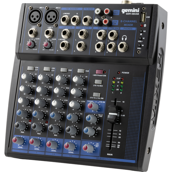 Gemini Compact 8 Channel USB and Bluetooth Mixer