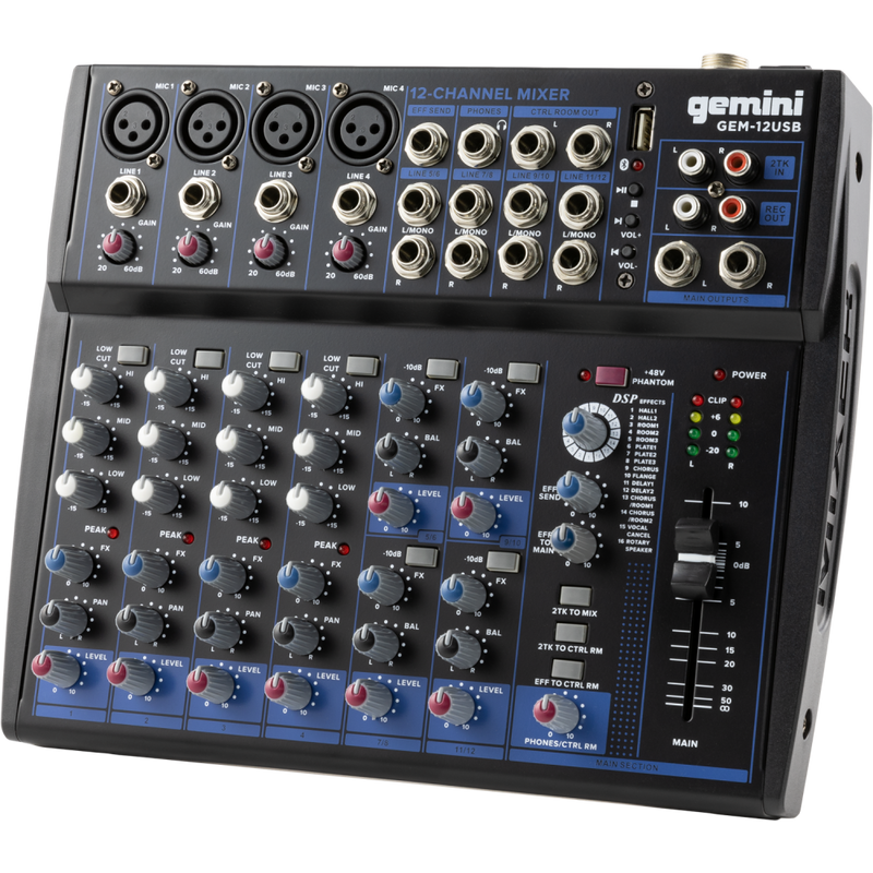 Gemini Compact 12 Channel USB and Bluetooth Mixer