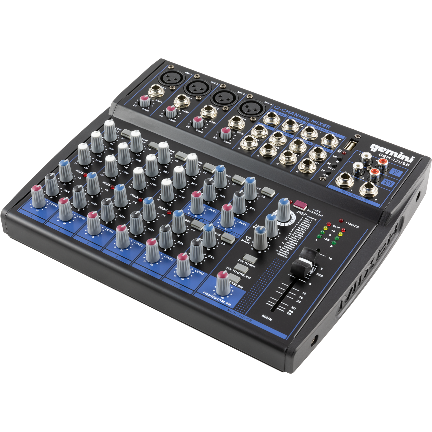 Gemini Compact 12 Channel USB and Bluetooth Mixer