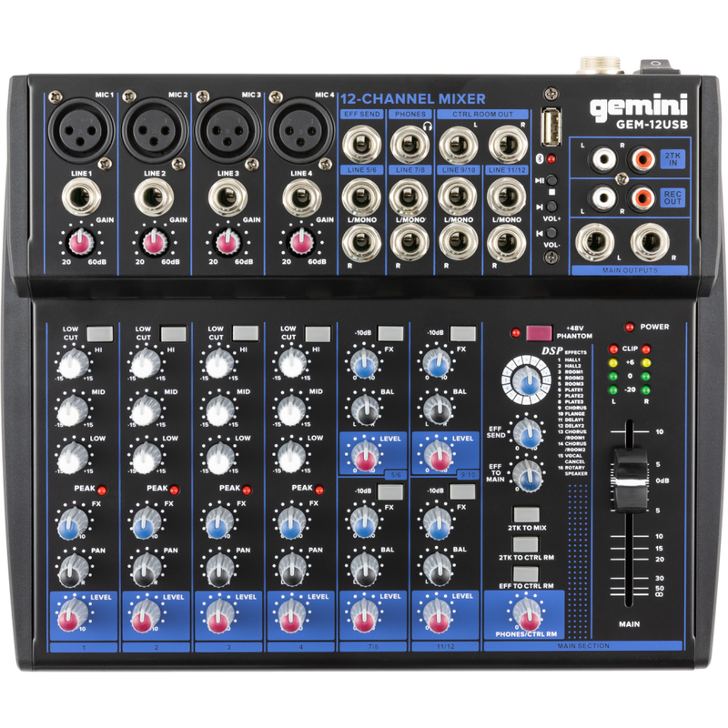 Gemini Compact 12 Channel USB and Bluetooth Mixer