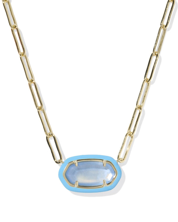 Kendra Scott Periwinkle Elisa Enamel Frame Gold Paperclip Necklace