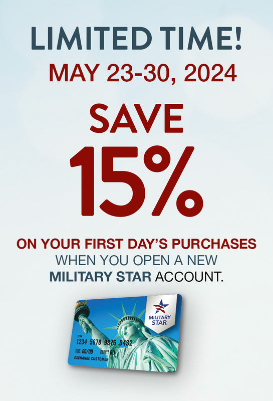 Save 15 percent on first day purchase with Military Star