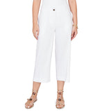 Ruby Rd. Womens Stretch Linen Wide Leg Fly Front Capri Pants