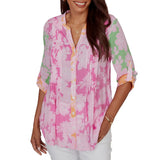 Ruby Rd. Womens Color Block Floral Pintuck Gauze Blouse