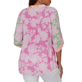 Ruby Rd. Womens Color Block Floral Pintuck Gauze Blouse