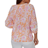 Ruby Rd. Womens Floral Silky Gauze Peasant Blouse