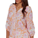Ruby Rd. Womens Floral Silky Gauze Peasant Blouse