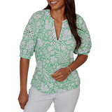Ruby Rd. Womens Tropical Floral Trim Knit Top