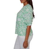 Ruby Rd. Womens Tropical Floral Trim Knit Top
