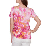 Ruby Rd. Womens Bold Watercolor Floral Knit Short Sleeve T-Shirt