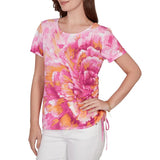 Ruby Rd. Womens Bold Watercolor Floral Knit Short Sleeve T-Shirt