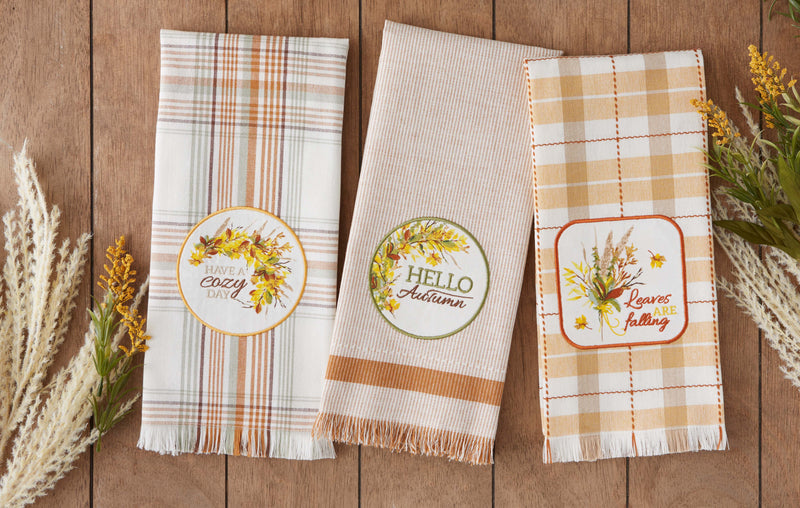 Design Imports Hello Autumn Embellished Dishtowel