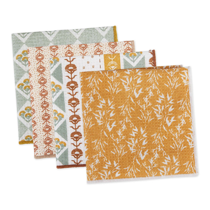 Design Imports Cozy Days Printed Waffle Dishcloth - Set of 4