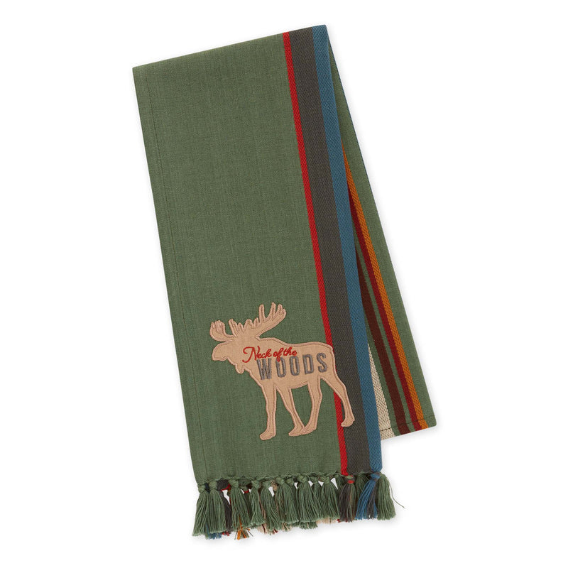 Design Imports Pine Creek Moose Embellished Dishtowel