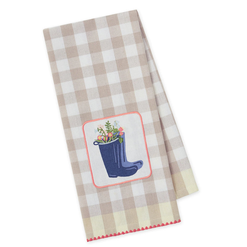 Design Imports Rain Boots Embellished Dishtowel