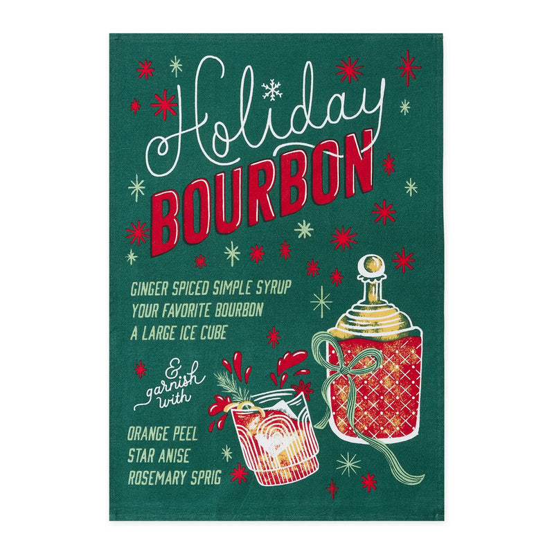 Design Imports Holiday Bourbon Printed Floursack Dishtowel