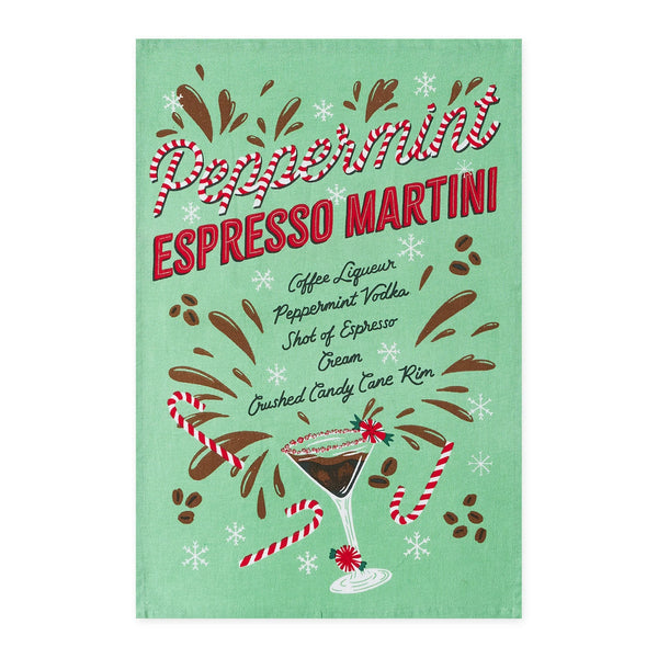 Design Imports Peppermint Espresso Martini Printed Floursack Dishtowel