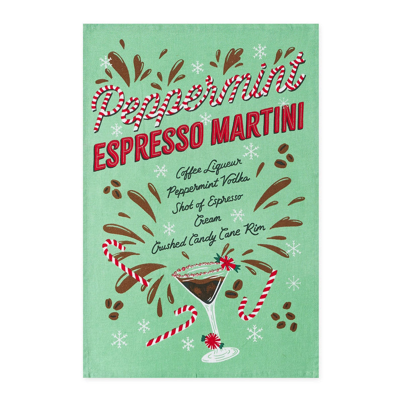 Design Imports Peppermint Espresso Martini Printed Floursack Dishtowel