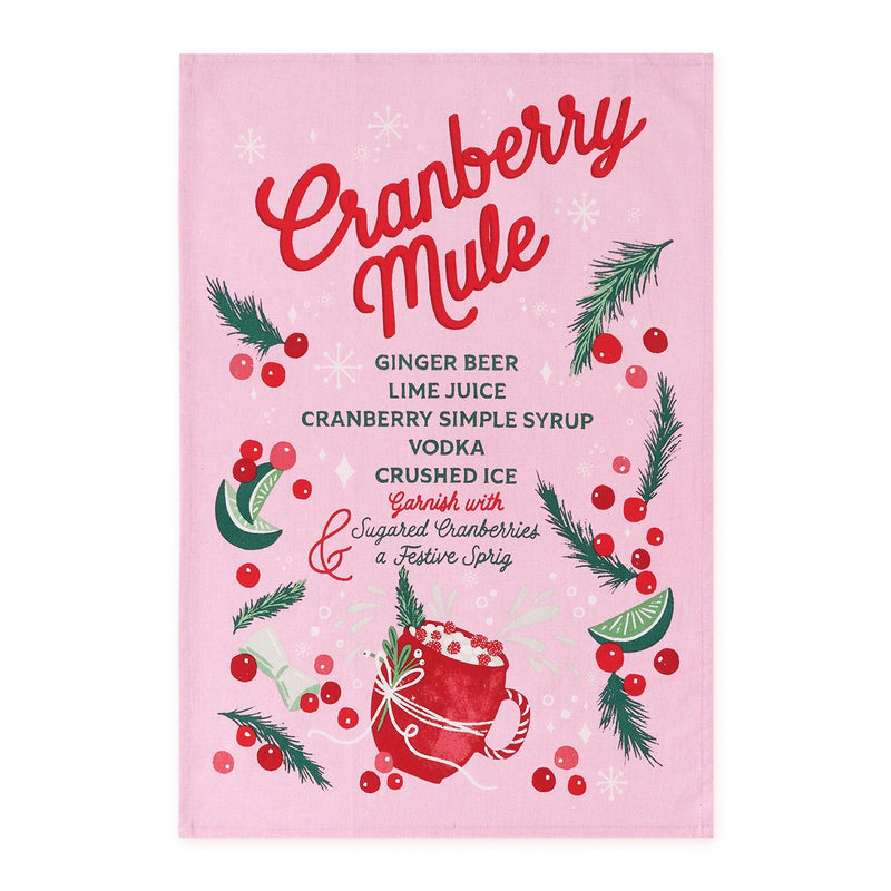 Design Imports Cranberry Mule Printed Floursack Dishtowel